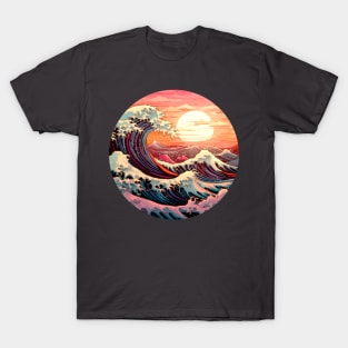 Japan great Wave of Kanagawa Art - Rising Sun T-Shirt